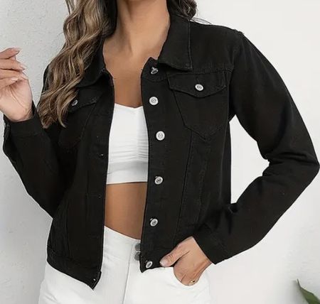Damen Denim Jeansjacke Gr. S in schwarz
