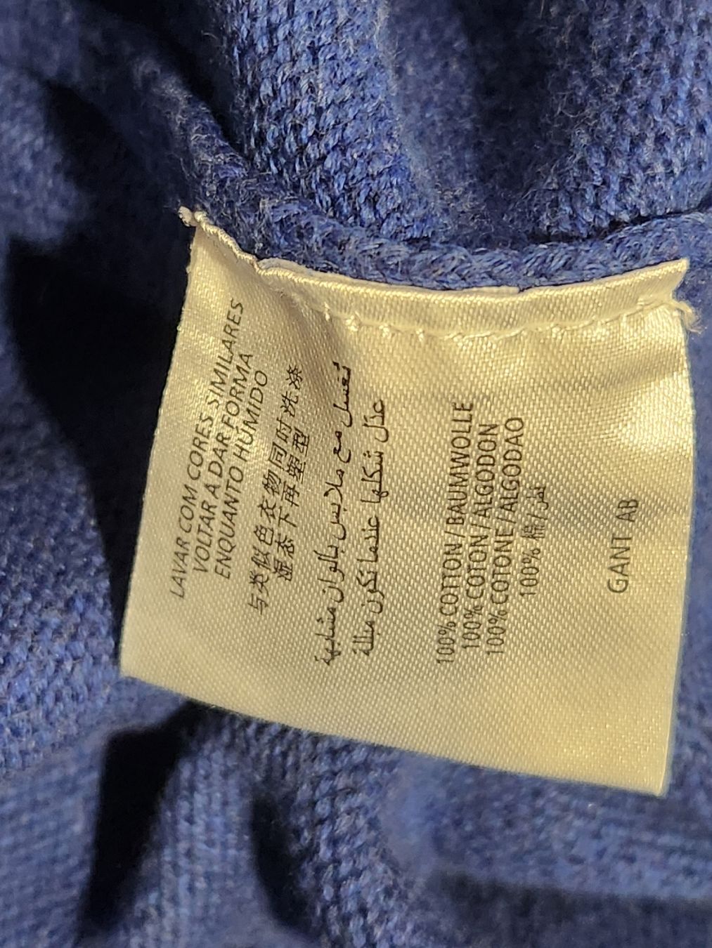 Guanti & manicotti: Pull Gant col V bleu 100% coton taille XL – Usato da Niedergösgen venduto da Eva2410 4