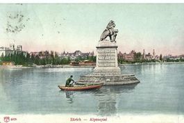 Zürich Alpenquai Löwenstatue Ruderboot 1904