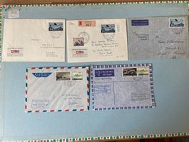 11 FDCs Swissair Erstflüge 1947 - 1959