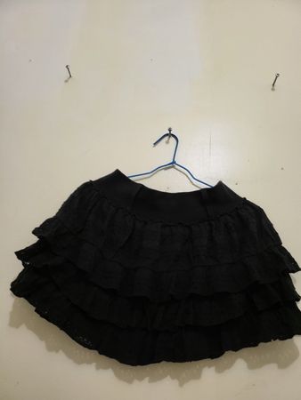 Mini-jupe Berenice noire à volants, taille M, coton/lin