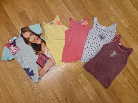 Lot de 5 hauts/débardeurs fille, taille 122
