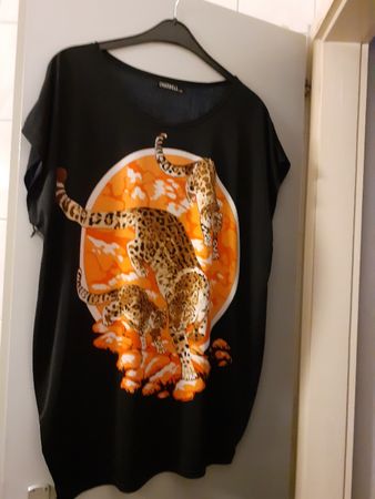 Damen Tunika  schwarz Leopardenprint Grösse L/XL
