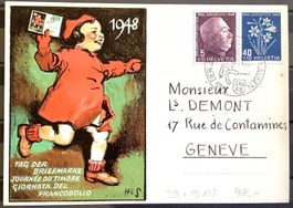 1948 - Postkarte Tag der Briefmarke / Schaffhausen - Genève