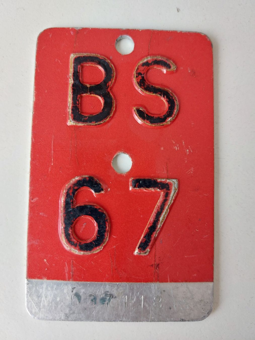 Sachs Insegne: Velonummer BS 67 plaque velo – Usato da Schenkon venduto da Uhu007