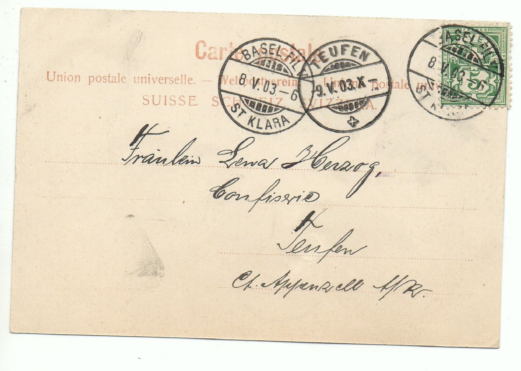 Cartoline postali: BASEL 1903 – Usato da Jona venduto da philajona 1