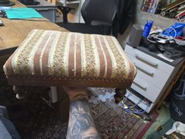 Antike3 Fuss Hocker Holz Stoff (D)
