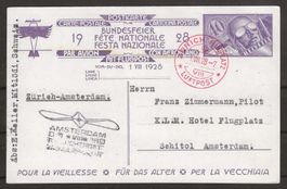 1928 : Bundesfeierkarte mit Luftpost - Amsterdam