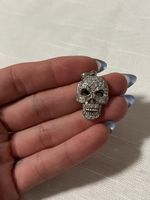 Totenkopf Anhänger 925 Sterling Silber mit Schmucksteinen