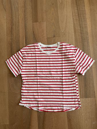 T-Shirt Zara Streifen Rot Weiss