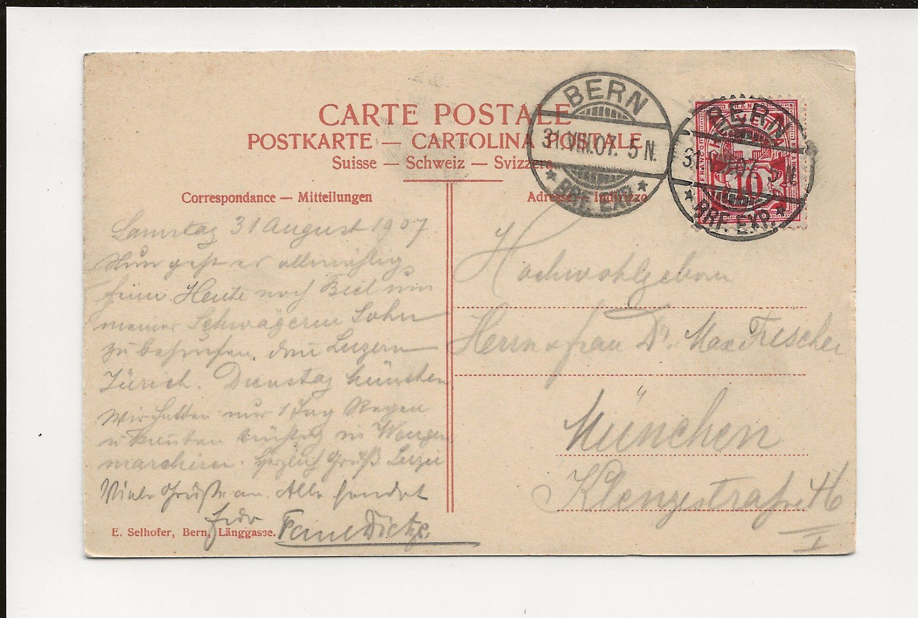 Cartoline postali: AK 1907 Bern Rathaus – Usato da Greifensee venduto da 315WDO 1