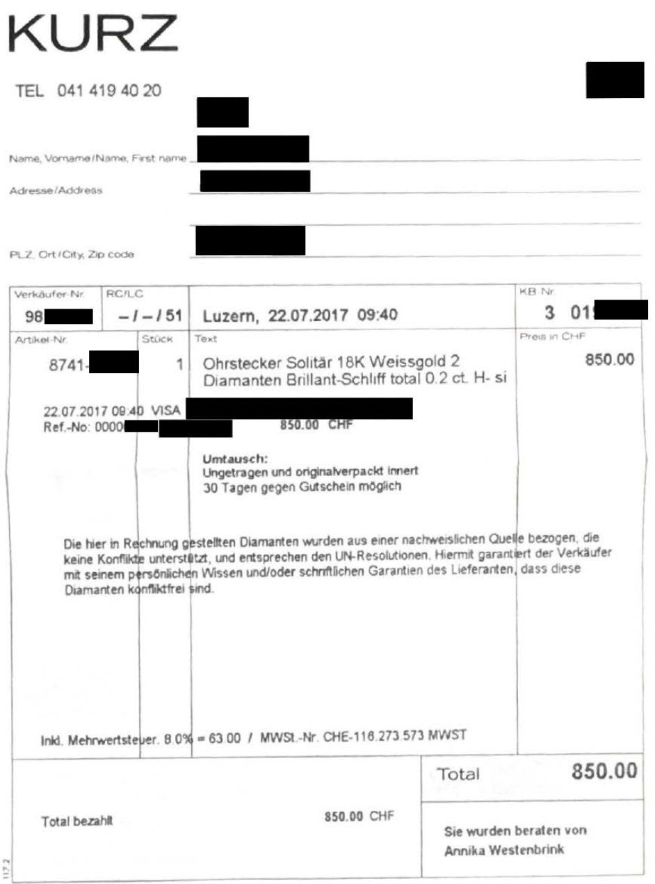 Orecchini pendenti & Orecchini a lobo: KURZ Diamanten Ohrsteckern – Usato da Luzern venduto da Aleoschli 5