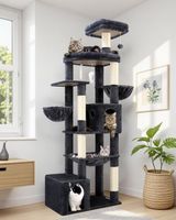Kratzbaum Katzen XXL Katzenbaum 193cm stabil dunkelgrau NEU