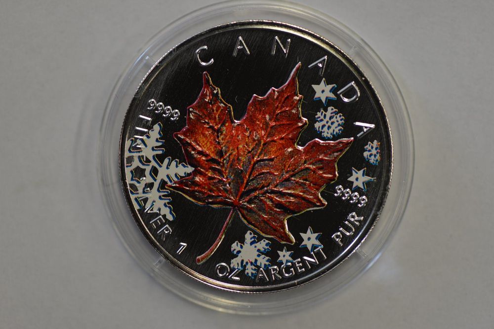 1 Unze Silber Canada Maple Leaf farbig Kaufen auf Ricardo