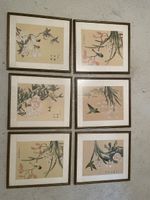 Originalgemälde: 6 Bilder, Vögel & Blumen, mit Rahmen 41x35c