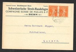 Bern illustri. Postkarte Schw. Strohhandelsgesellschaft 1923