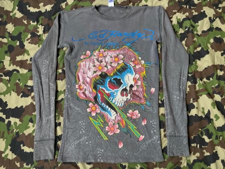 Vintage Y2K Ed Hardy Longsleeve all over print shirt Sz S