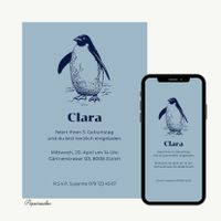 Personalisierte Karte eCard Kindergeburtstag Pinguin