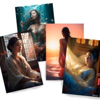 Japanische Geisha DS0293 ⚡️ Set mit 4 Kunstdrucken à 20x30cm
