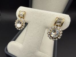 Elegante Goldfarbe Vintage Ohrringe mit Strasssteinen
