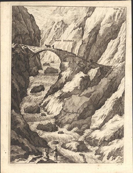 Incisioni: Teufelsbrücke Kupferstich 1723 – Usato da Rafz venduto da Helvet32