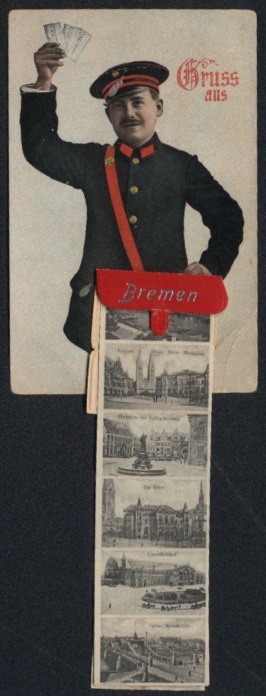 Cartoline postali: Leporello-AK Bremen, Briefträger mit An – Usato da Berlin venduto da bartko-reher