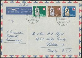 1957 - Pro Patria - Brief - BFr - nach USA - Männedorf ZH