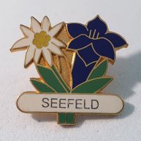 Z831 - Pin SEEFELD  Edelweiss & Enzian Blumen