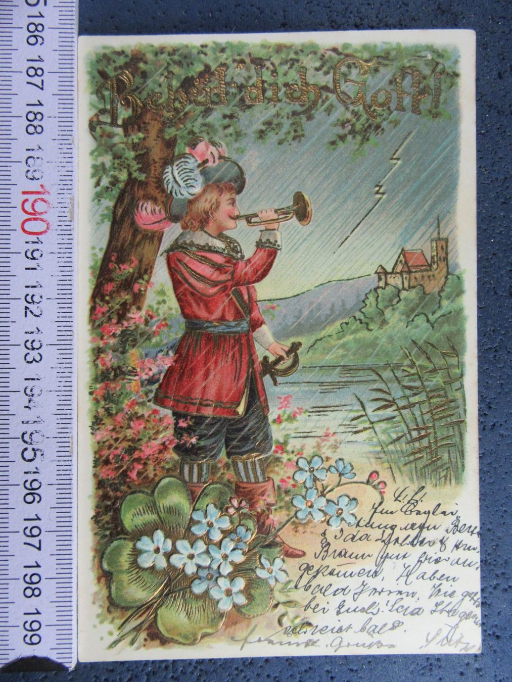Cartoline postali: TROMPETER 1903 AK RELIEF " BEHÜT DICH GOTT " – Usato da Ettingen venduto da Hausi4711