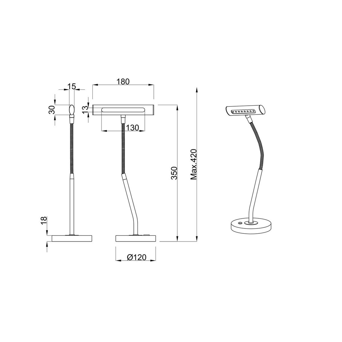 Lampade: LED Tischleuchte, Touch Dimmer, Flexhals – Nuovo (secondo la descrizione) da Kreuzlingen venduto da Smart-Light 4