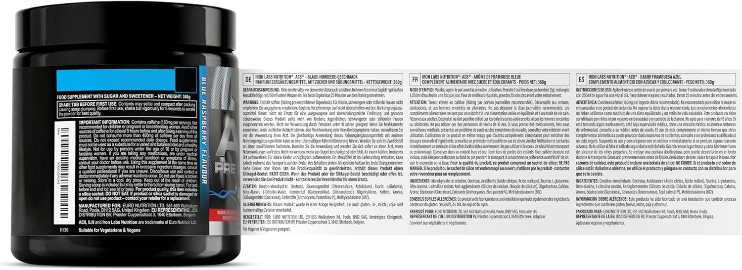 Cibi & Specialità: Pre Workout Booster Blue Raspberry 360g – Nuovo e nell'imballaggio originale da Suhr venduto da SchnapperCH 7