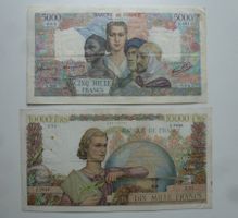Lot ++ 2 alte Banknoten aus Frankreich 1945 und 1952