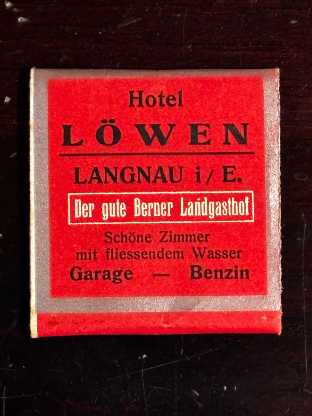 Accendini: Hotel Löwen Langnau i/E. Zündholzbriefchen – Nuovo (secondo la descrizione) da Zürich venduto da engebrunau