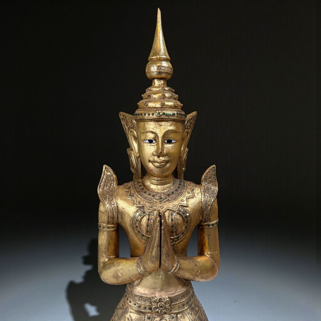 Sculture & Statue: Thailändischer Tempelwächter Teppanom Holzfigur Blattgold – Usato da Hilpoltstein venduto da asienlifestyle888 1