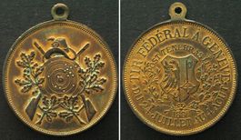 GENEVE / GENF Schützenfest 1887 TIR FEDERAL Schützenmedaill