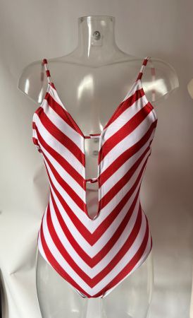 Badekleid, Marke unbekannt, Grösse S, Farbe Rot/Weiss