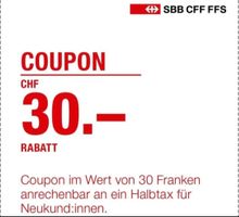 30 Fr. Rabatt für SBB Halbtax-Abo