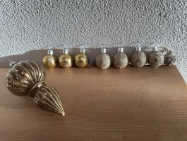 Schöne Christbaumkugeln 9 Stk. Weihnachtskugeln Deko gold