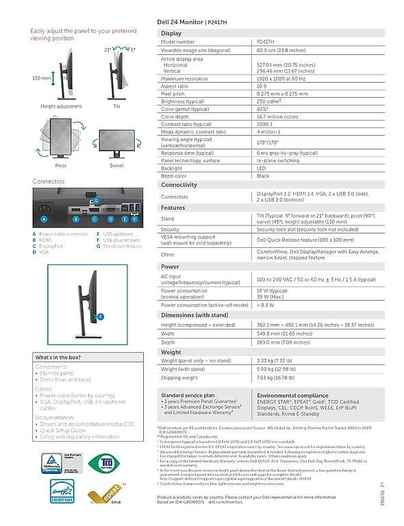 Dell Monitore: Vente 1 à 3 écrans plats DELL Professional P2417H – Gebraucht aus La Tour de Peilz von Guillaume06 4