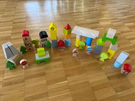 Buntes Holzbausteine Set – Stadt, Bäume & Verkehrsschilder