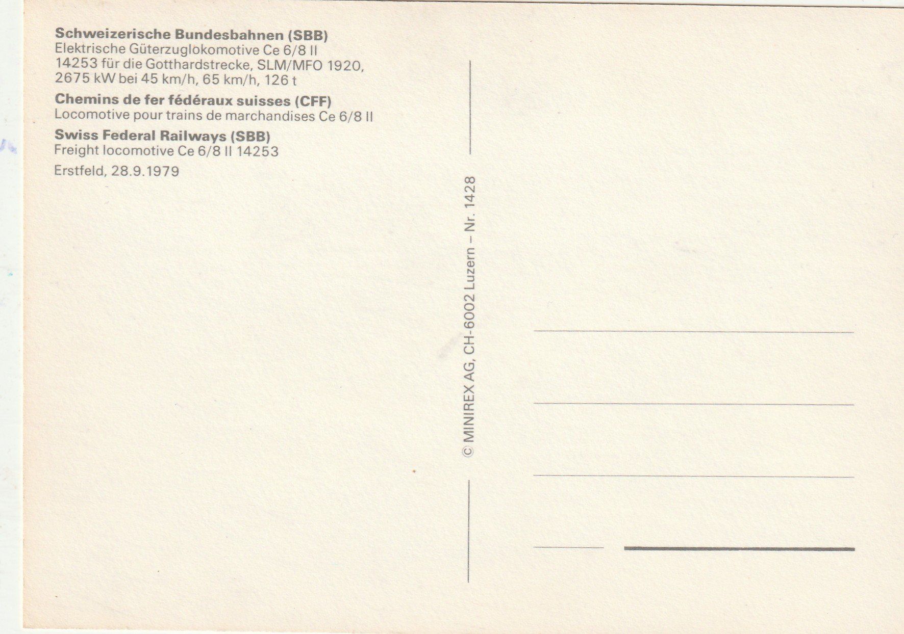 Cartoline postali: Güterlock-Gotthardstrecke um um 1979 – Usato da Lumbrein venduto da made02 1