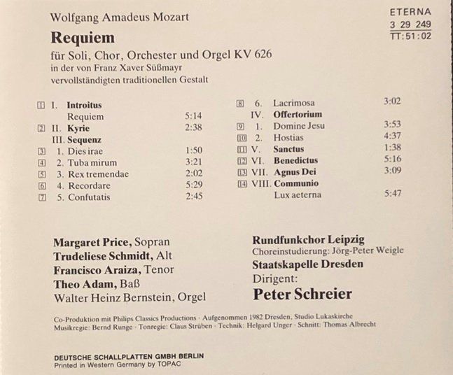 CD: Mozart - Requiem (Peter Schreier) – Usato da Grüningen venduto da azulamarillo 1
