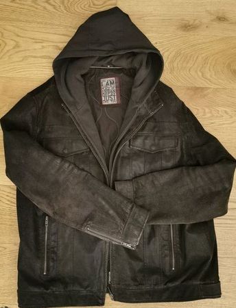 Jacke Herren XXL Leder mit Abnehmbarer Kapuze