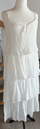Weisses Stufenkleid Volantkleid 44