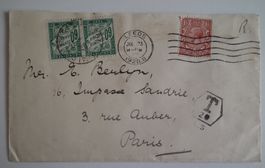 Brief von Leeds England nach Paris 1928 mit TAXE Marken