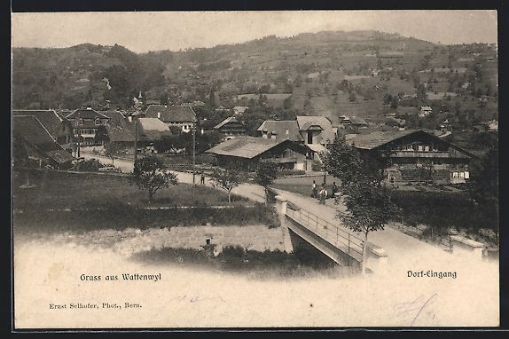 Cartes postales: AK Wattenwil, Blick zum Dorf-Eingang – D'occasion à Berlin par bartko-reher