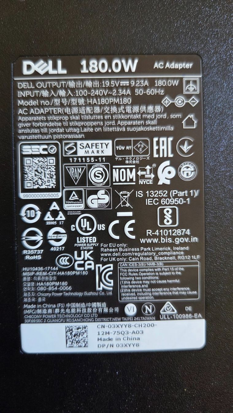 Dell Ladegeräte: Dell Alimentation ac/dc adapter 180W – Neu (gemäss Beschreibung) aus Coffrane von plop 1