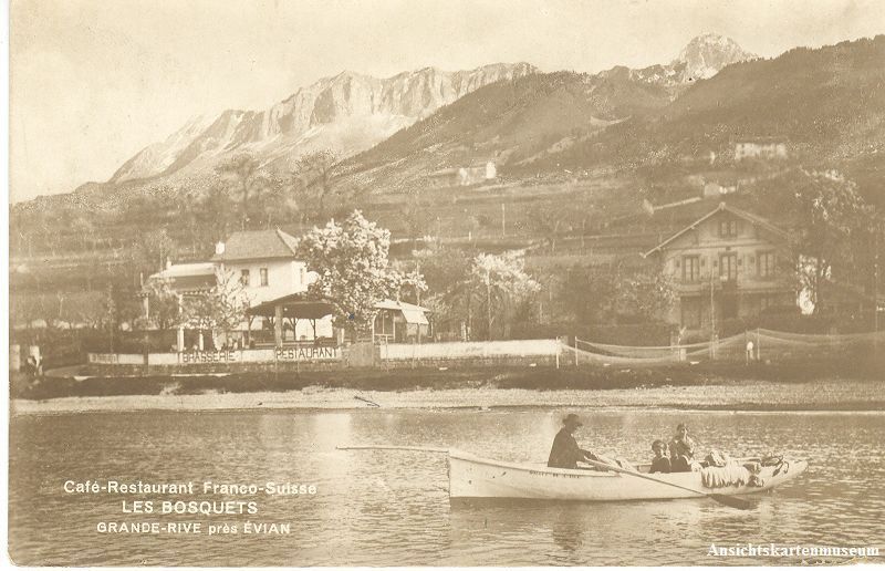 Ansichtskarten: Les Bosquets - Café Franco Suisse c1925 – Gebraucht aus Emmenbrücke von teestube