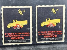2 Vignetten Automobilsalon Genf 1929 für 13.--