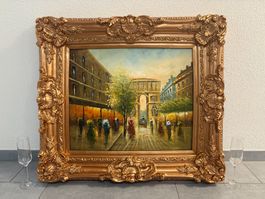87x77 / handgemaltes Ölgemälde Paris Arc de Triomphe Stadt